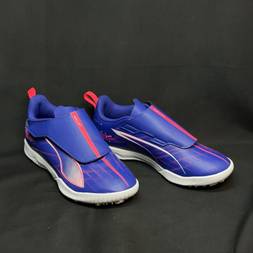 NEW Puma Ultra Shoes Kids Size 4 Blue Hook & Loop Soccer Turf 107909-01